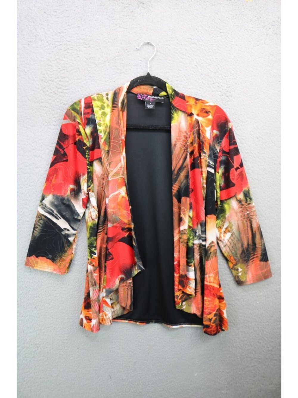 Peck & Peck 3/4 Sleeve Open Front Silky Cardigan-Size Small-Whimsigoth-BOHO
